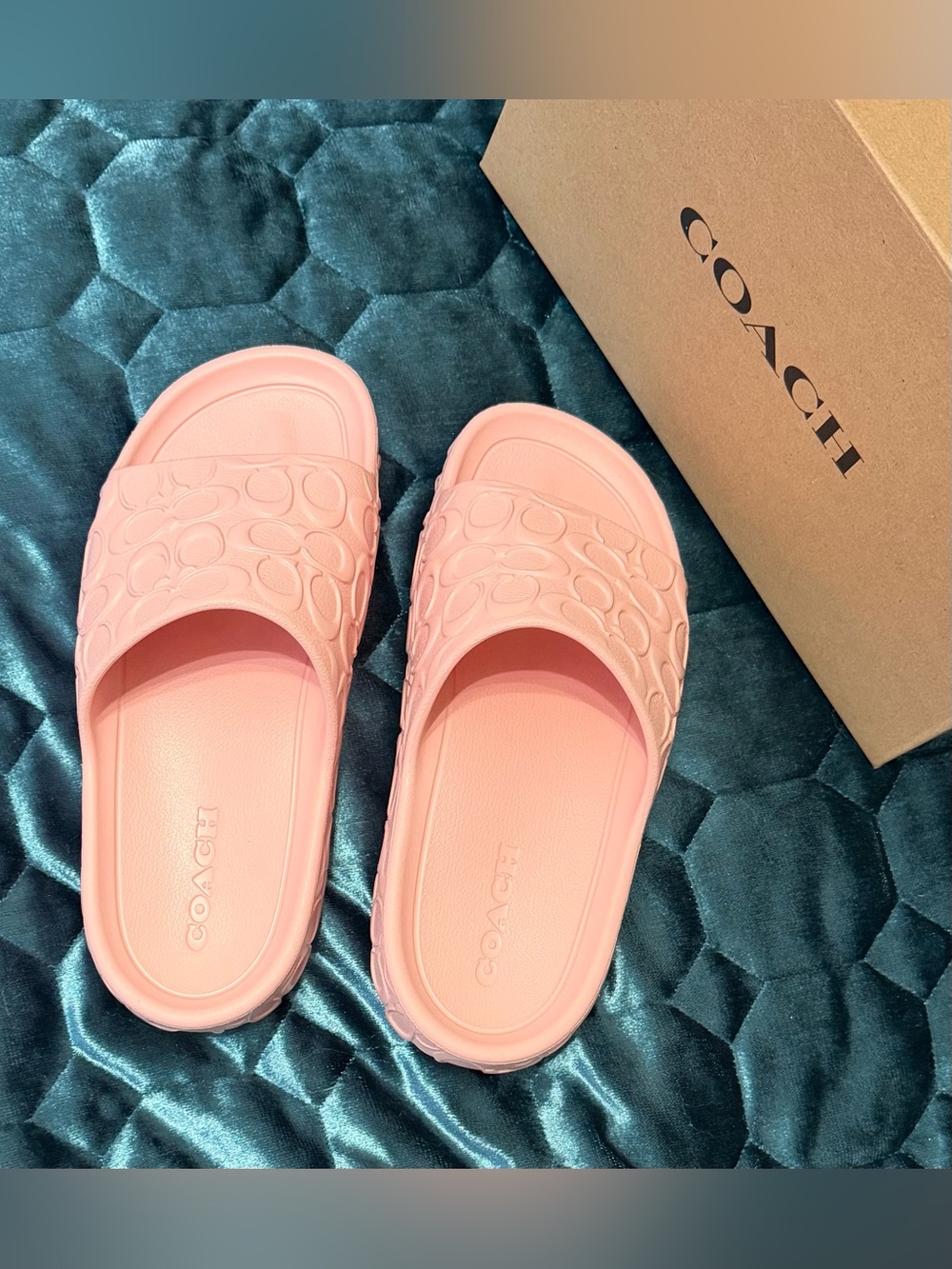 Coach Bay Slide Sandals with Embossed Signature